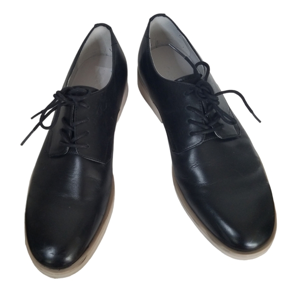 Calvin Klein Men's Faustino Washed Leather Black Shoes Size 8.5M - Picture 1 of 14